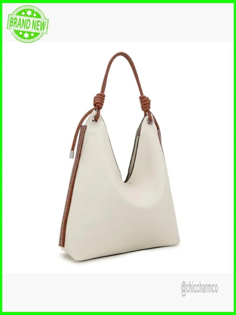 Slouchy Hobo Bag with Knotted Handle, Faux Leather Shoulder Purse